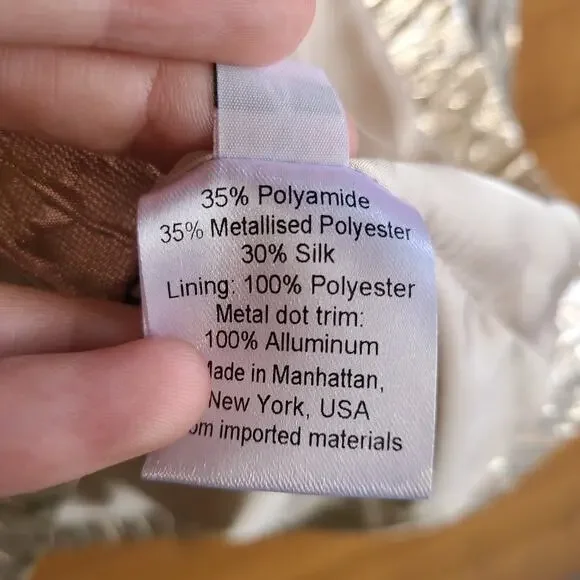 Rachel Comey Blouse Bar Textured Top Champagne 4 Metallic Crinkle Puff Sleeve - Picture 8 of 10